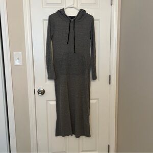 Gray Hooded Midi Dress